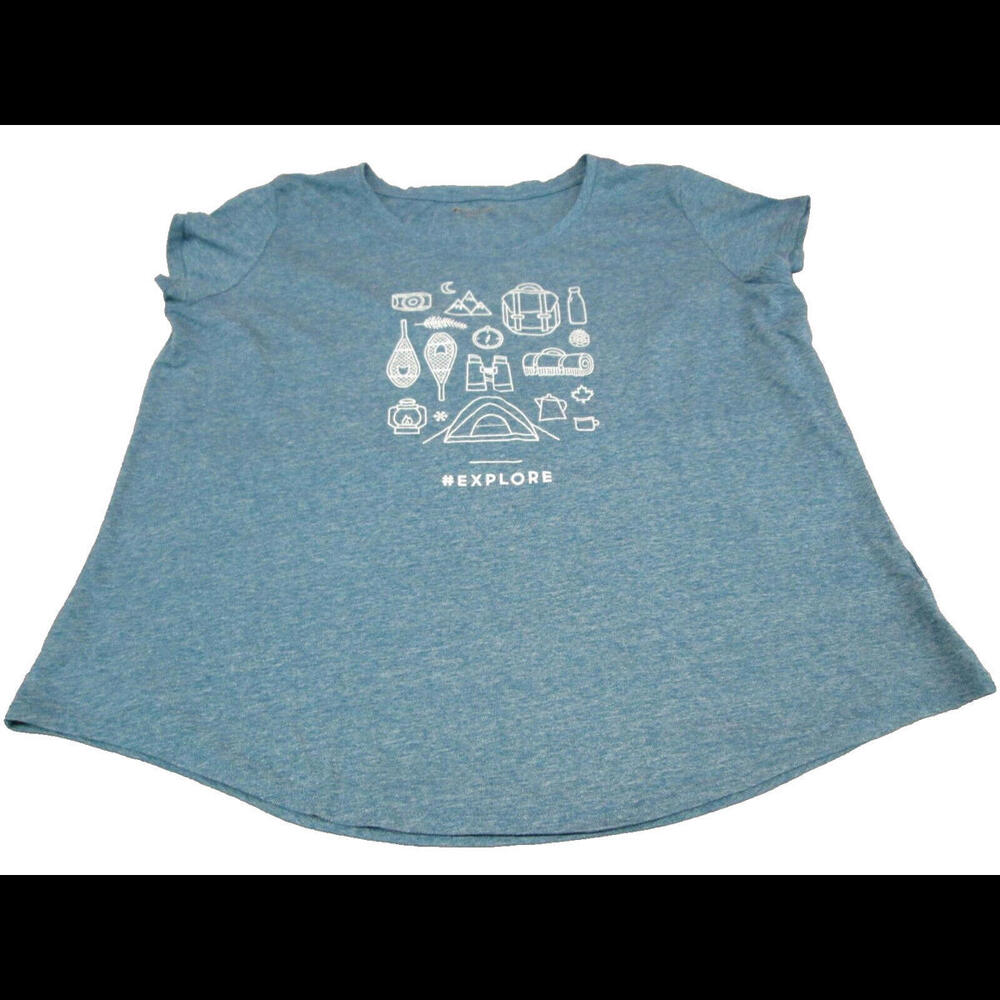Wind River Womens Teal Explore Camping Hiking Graphic T Shirt Size 2XL